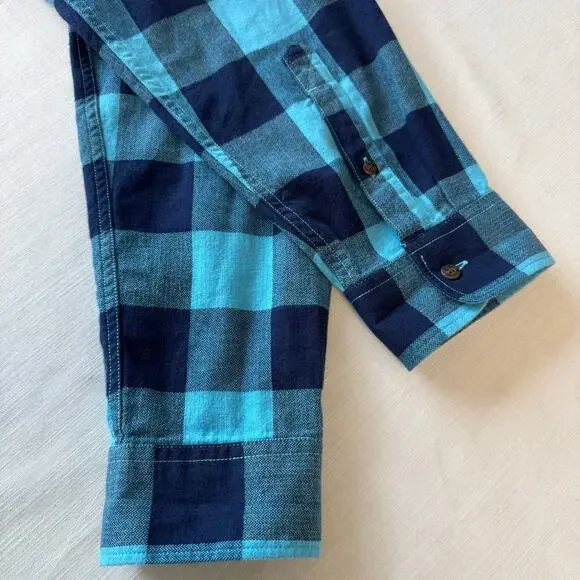 TIMBERLAND Cotton Flannel Button Up Shirt Men's Size XL Regular Aqua Navy Check - Picture 8 of 14